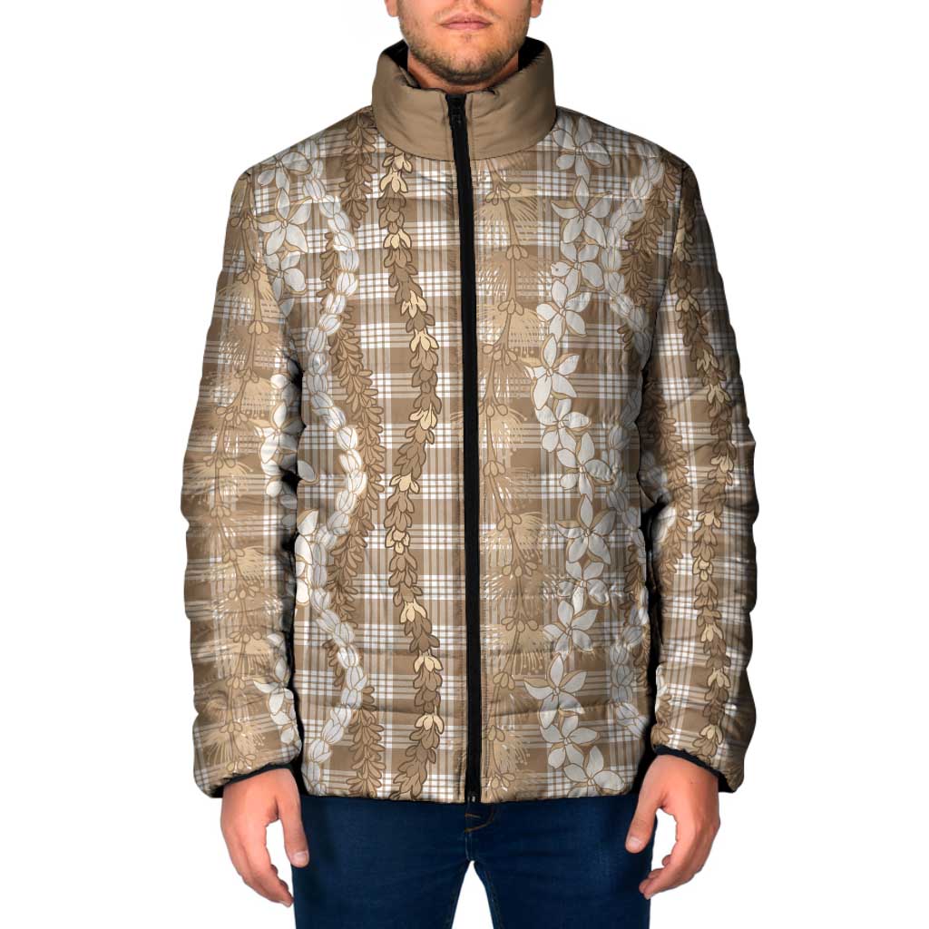 Hawaiian Ohia Lehua Lei Padded Jacket Plaid Palaka Kalaihaahaa Pattern - Polynesian Pride
