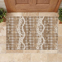 Hawaiian Ohia Lehua Lei Rubber Doormat Plaid Palaka Kalaihaahaa Pattern - Polynesian Pride