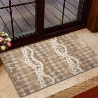 Hawaiian Ohia Lehua Lei Rubber Doormat Plaid Palaka Kalaihaahaa Pattern - Polynesian Pride