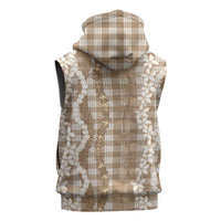 Hawaiian Ohia Lehua Lei Sleeveless Hoodie Plaid Palaka Kalaihaahaa Pattern - Polynesian Pride