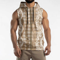 Hawaiian Ohia Lehua Lei Sleeveless Zip Hoodie Plaid Palaka Kalaihaahaa Pattern - Polynesian Pride