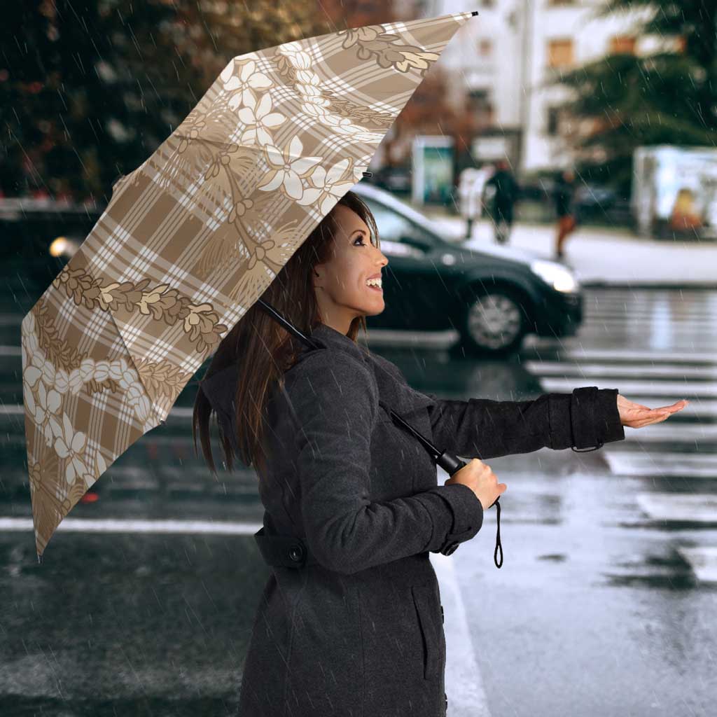 Hawaiian Ohia Lehua Lei Umbrella Plaid Palaka Kalaihaahaa Pattern - Polynesian Pride