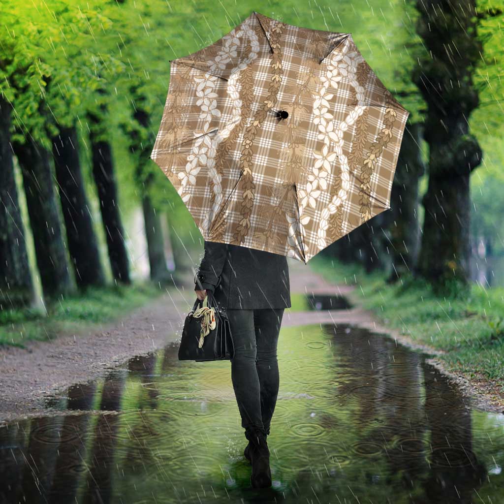 Hawaiian Ohia Lehua Lei Umbrella Plaid Palaka Kalaihaahaa Pattern - Polynesian Pride