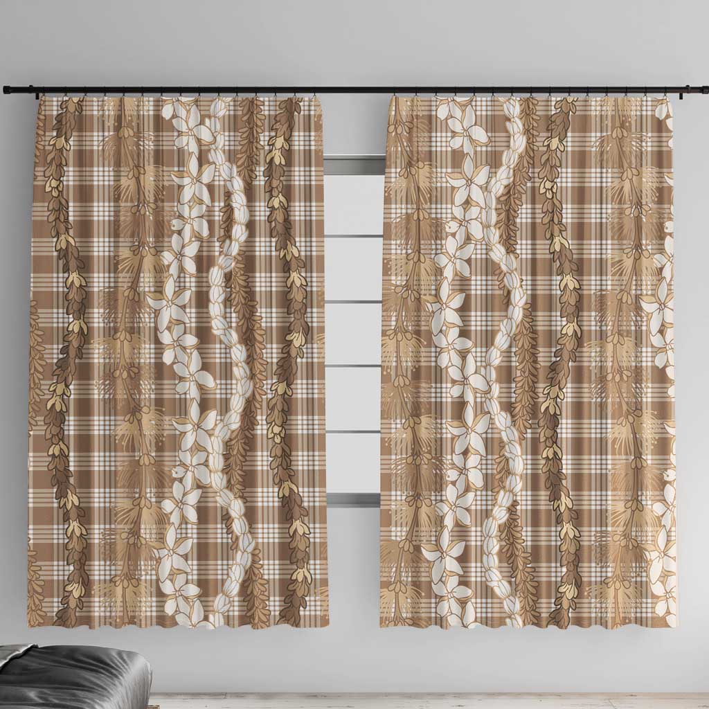 Hawaiian Ohia Lehua Lei Window Curtain Plaid Palaka Kalaihaahaa Pattern - Polynesian Pride