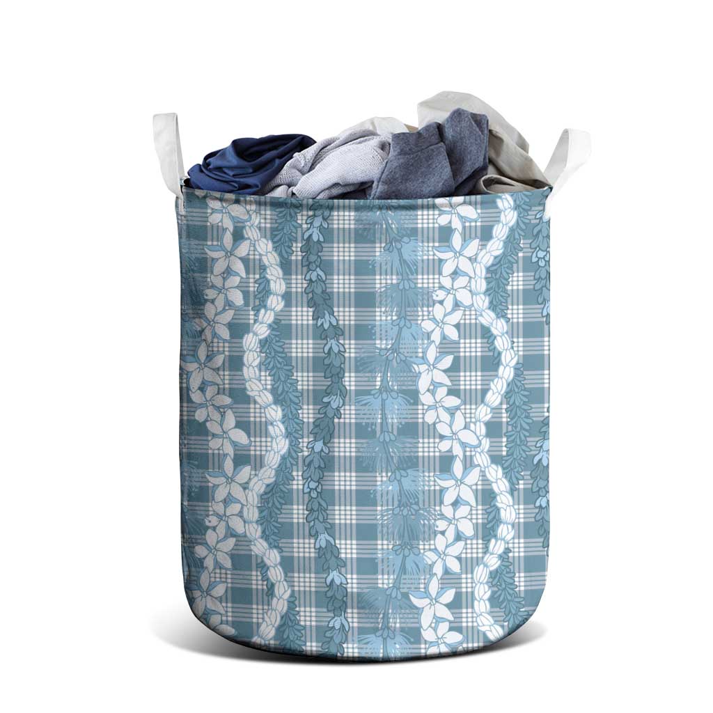 Hawaiian Ohia Lehua Lei Laundry Basket Plaid Palaka Uliuli Omaomao Pattern - Polynesian Pride