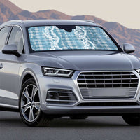 Hawaiian Ohia Lehua Lei Auto Sun Shade Plaid Palaka Uliuli Omaomao Pattern - Polynesian Pride