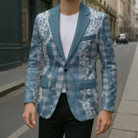 Hawaiian Ohia Lehua Lei Blazer Plaid Palaka Uliuli Omaomao Pattern - Polynesian Pride