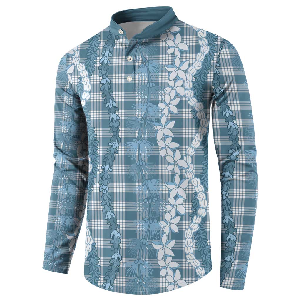 Hawaiian Ohia Lehua Lei Button Sweatshirt Plaid Palaka Uliuli Omaomao Pattern - Polynesian Pride