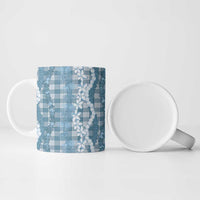 Hawaiian Ohia Lehua Lei Ceramic Mug Plaid Palaka Uliuli Omaomao Pattern - Polynesian Pride