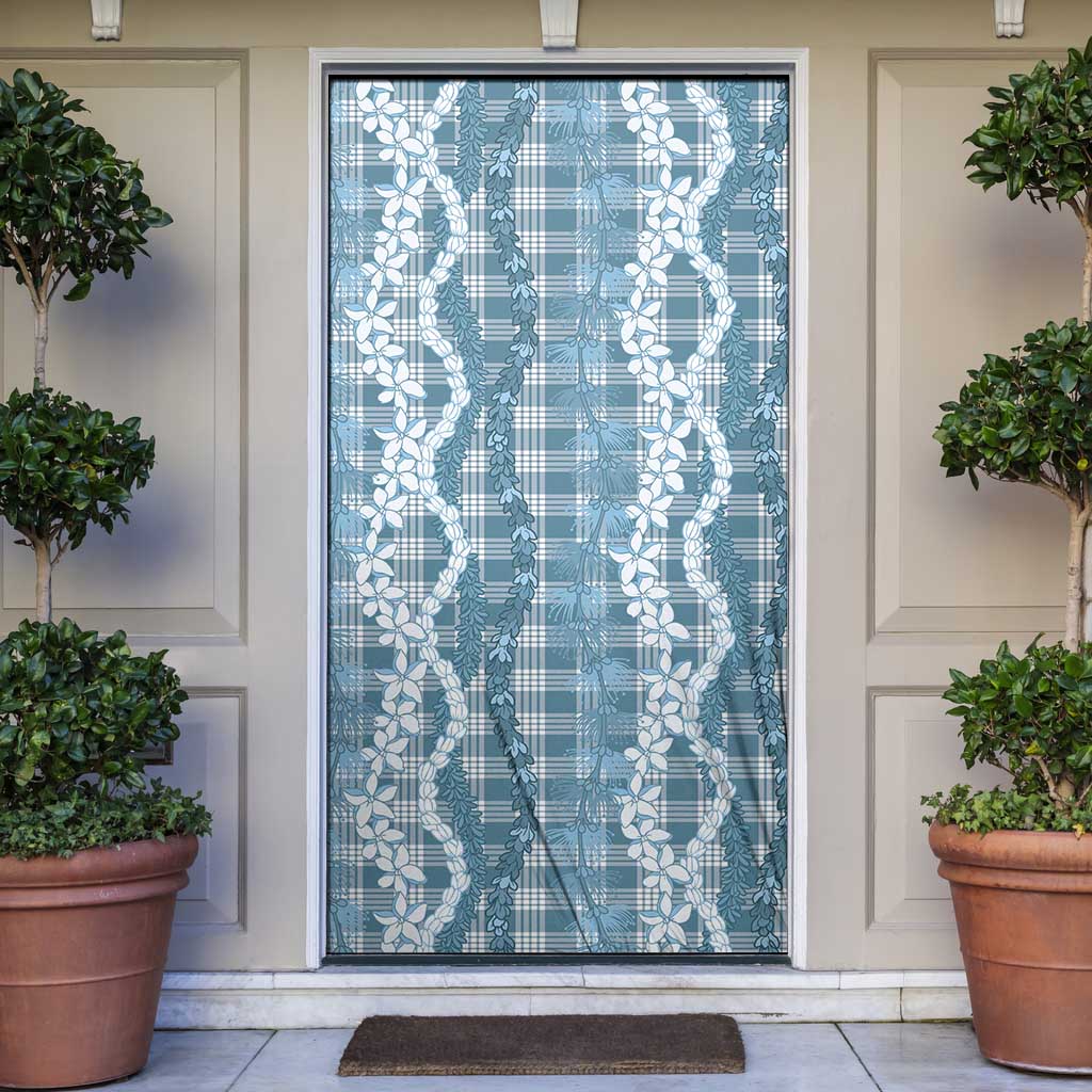 Hawaiian Ohia Lehua Lei Door Cover Plaid Palaka Uliuli Omaomao Pattern - Polynesian Pride