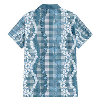 Hawaiian Ohia Lehua Lei Family Matching Long Sleeve Bodycon Dress and Hawaiian Shirt Plaid Palaka Uliuli Omaomao Pattern - Polynesian Pride