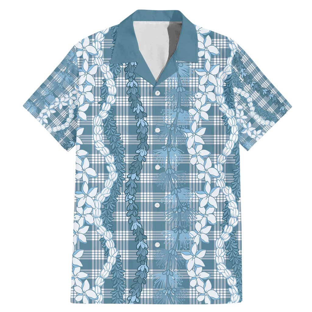 Hawaiian Ohia Lehua Lei Family Matching Mermaid Dress and Hawaiian Shirt Plaid Palaka Uliuli Omaomao Pattern - Polynesian Pride