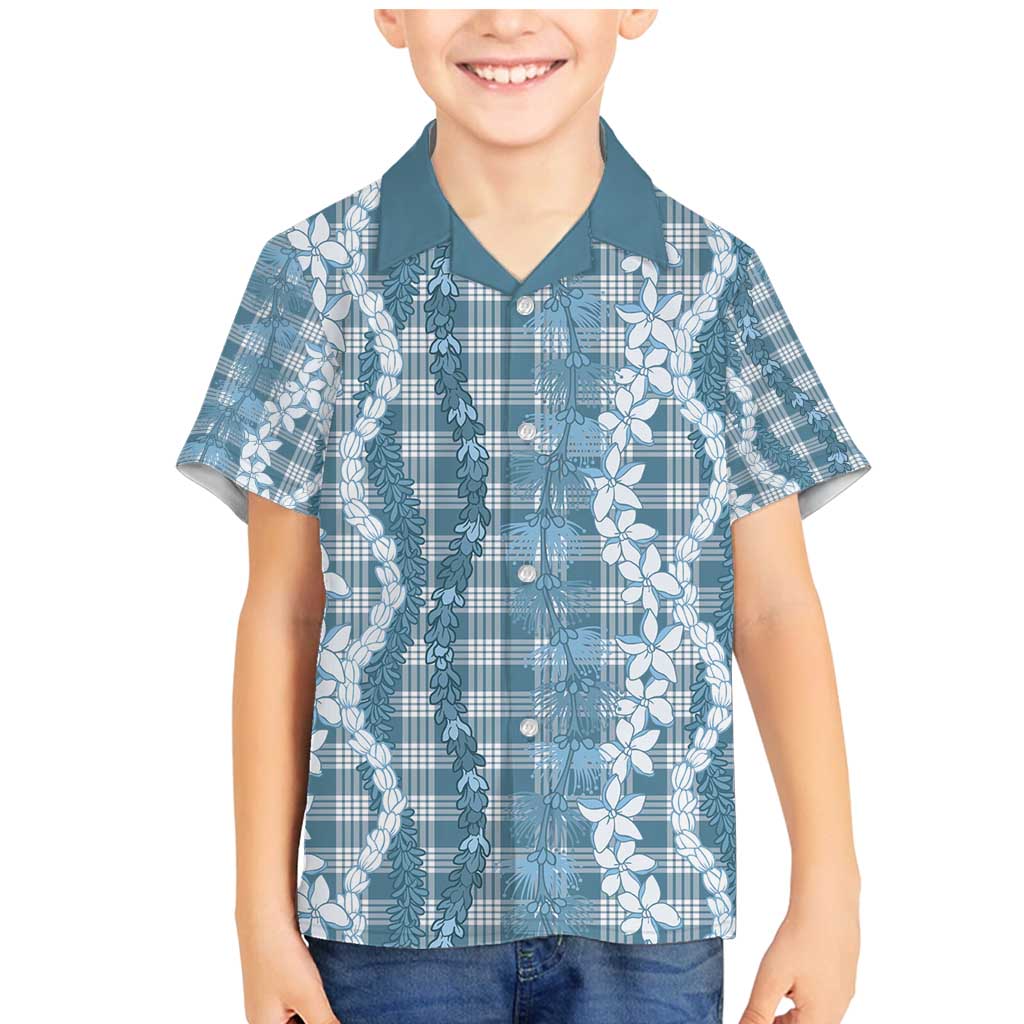 Hawaiian Ohia Lehua Lei Family Matching Mermaid Dress and Hawaiian Shirt Plaid Palaka Uliuli Omaomao Pattern - Polynesian Pride