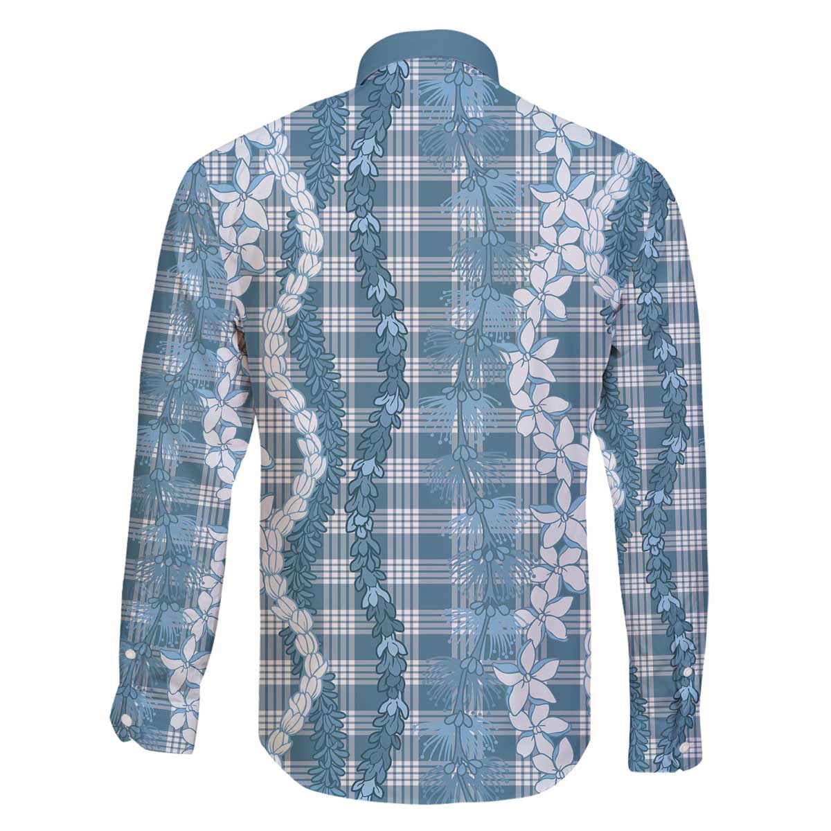 Hawaiian Ohia Lehua Lei Family Matching Off The Shoulder Long Sleeve Dress and Hawaiian Shirt Plaid Palaka Uliuli Omaomao Pattern - Polynesian Pride