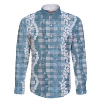 Hawaiian Ohia Lehua Lei Family Matching Off Shoulder Short Dress and Hawaiian Shirt Plaid Palaka Uliuli Omaomao Pattern - Polynesian Pride