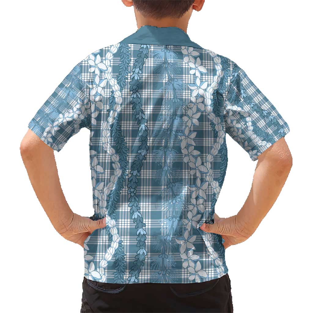 Hawaiian Ohia Lehua Lei Family Matching Short Sleeve Bodycon Dress and Hawaiian Shirt Plaid Palaka Uliuli Omaomao Pattern - Polynesian Pride