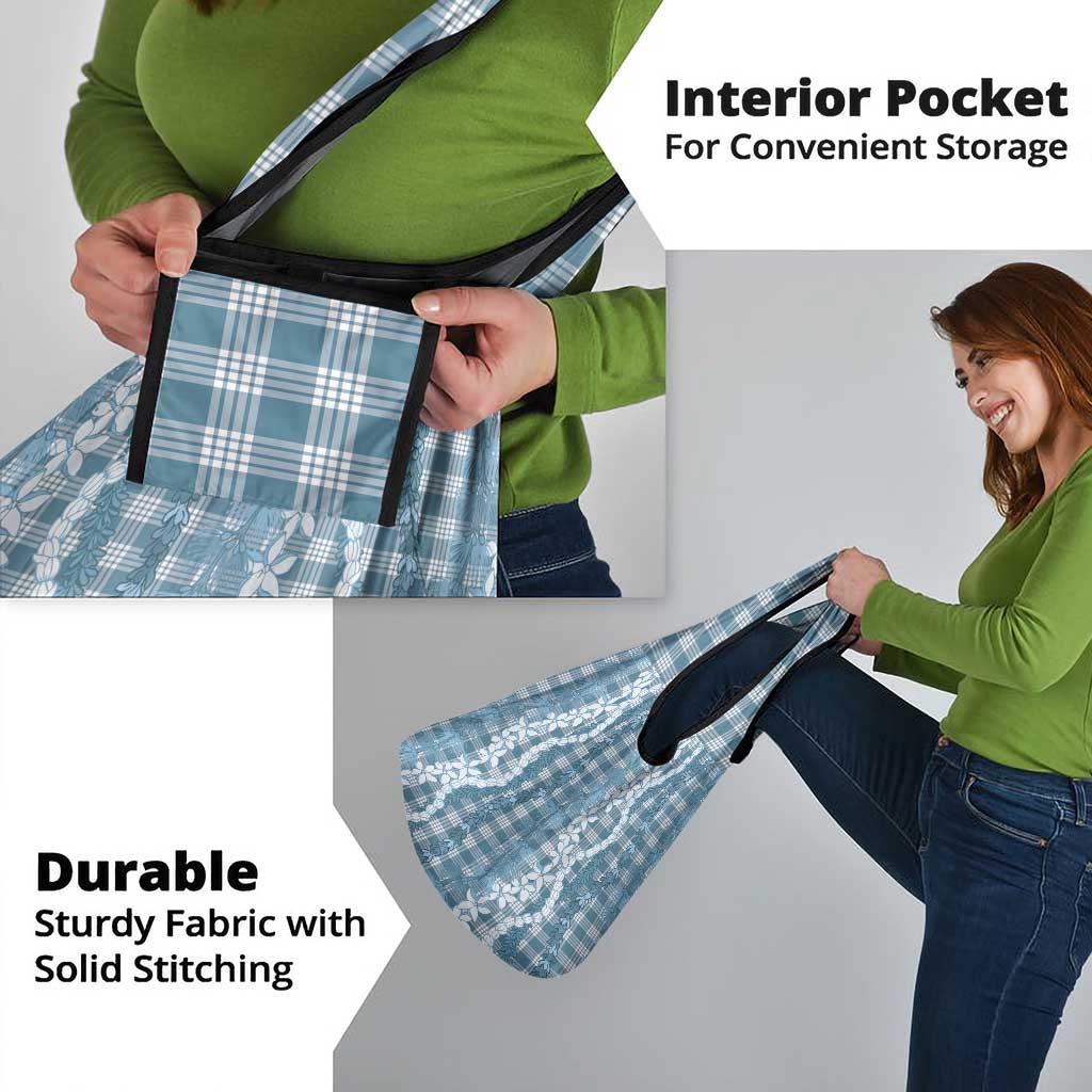 Hawaiian Ohia Lehua Lei Grocery Bag Plaid Palaka Uliuli Omaomao Pattern - Polynesian Pride