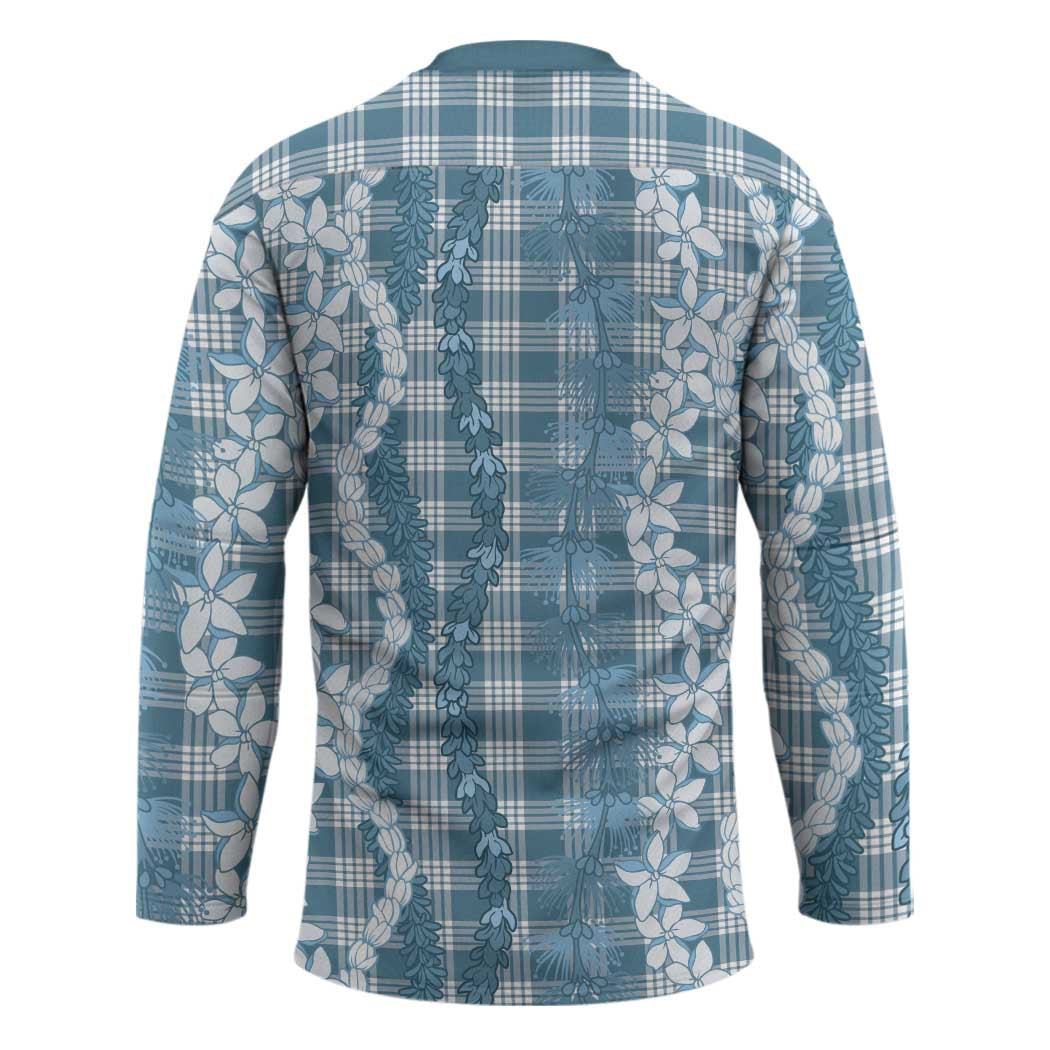 Hawaiian Ohia Lehua Lei Hockey Jersey Plaid Palaka Uliuli Omaomao Pattern - Polynesian Pride