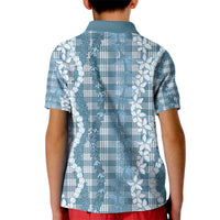 Hawaiian Ohia Lehua Lei Kid Polo Shirt Plaid Palaka Uliuli Omaomao Pattern - Polynesian Pride