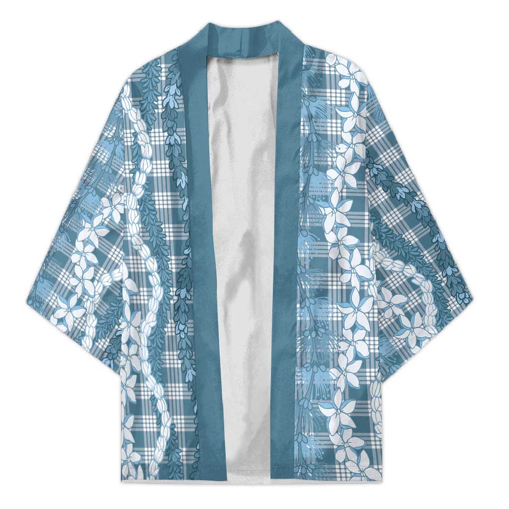 Hawaiian Ohia Lehua Lei Kimono Plaid Palaka Uliuli Omaomao Pattern LT9 Unisex Teal - Polynesian Pride
