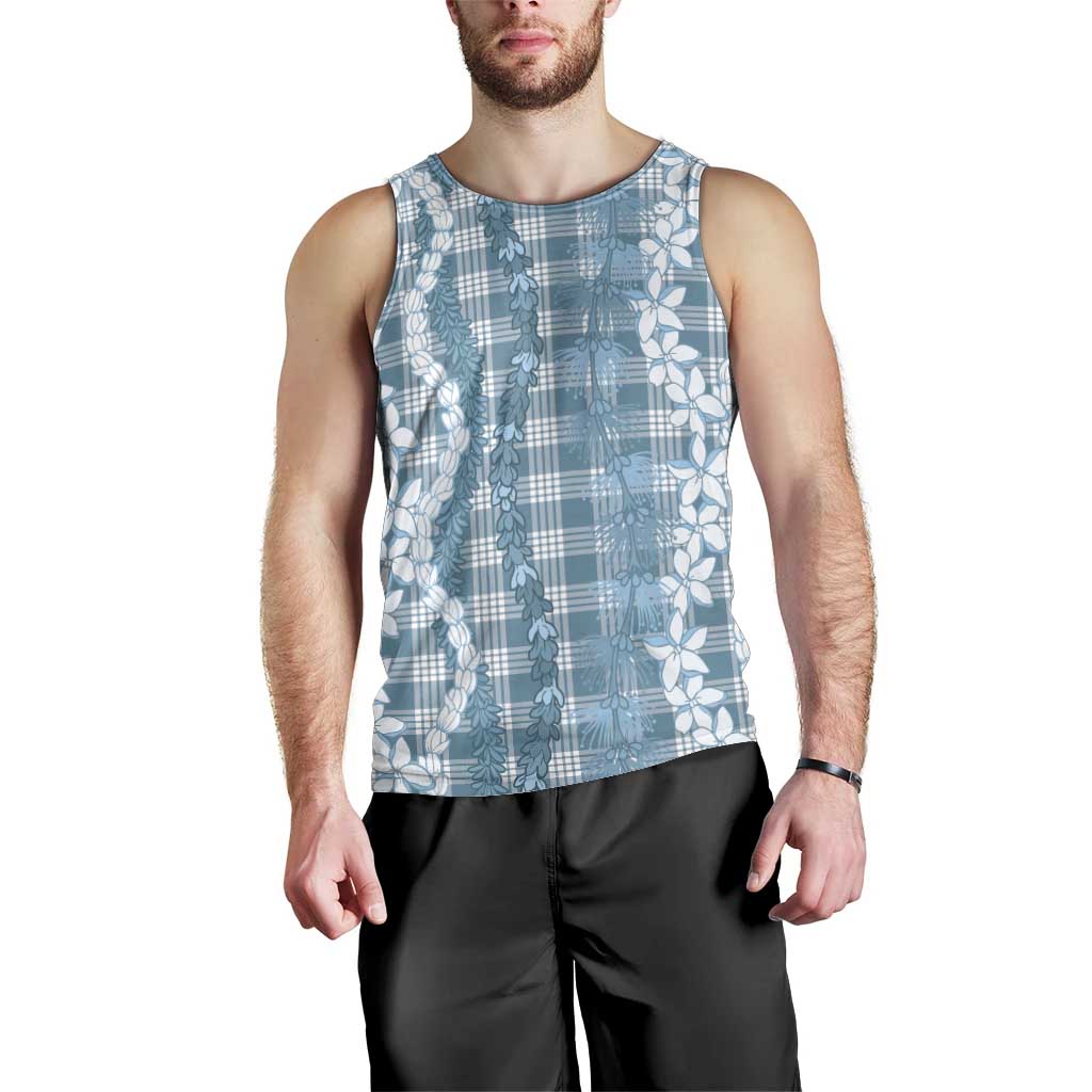 Hawaiian Ohia Lehua Lei Men Tank Top Plaid Palaka Uliuli Omaomao Pattern - Polynesian Pride