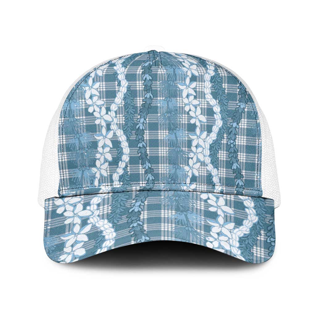 Hawaiian Ohia Lehua Lei Mesh Trucker Cap Plaid Palaka Uliuli Omaomao Pattern - Polynesian Pride