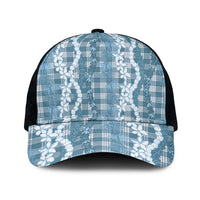 Hawaiian Ohia Lehua Lei Mesh Trucker Cap Plaid Palaka Uliuli Omaomao Pattern - Polynesian Pride