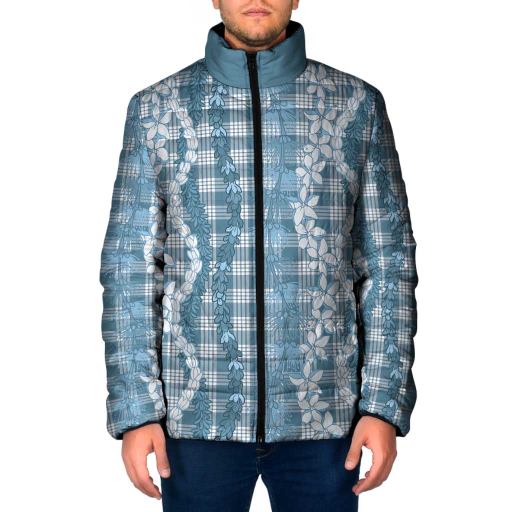 Hawaiian Ohia Lehua Lei Padded Jacket Plaid Palaka Uliuli Omaomao Pattern - Polynesian Pride