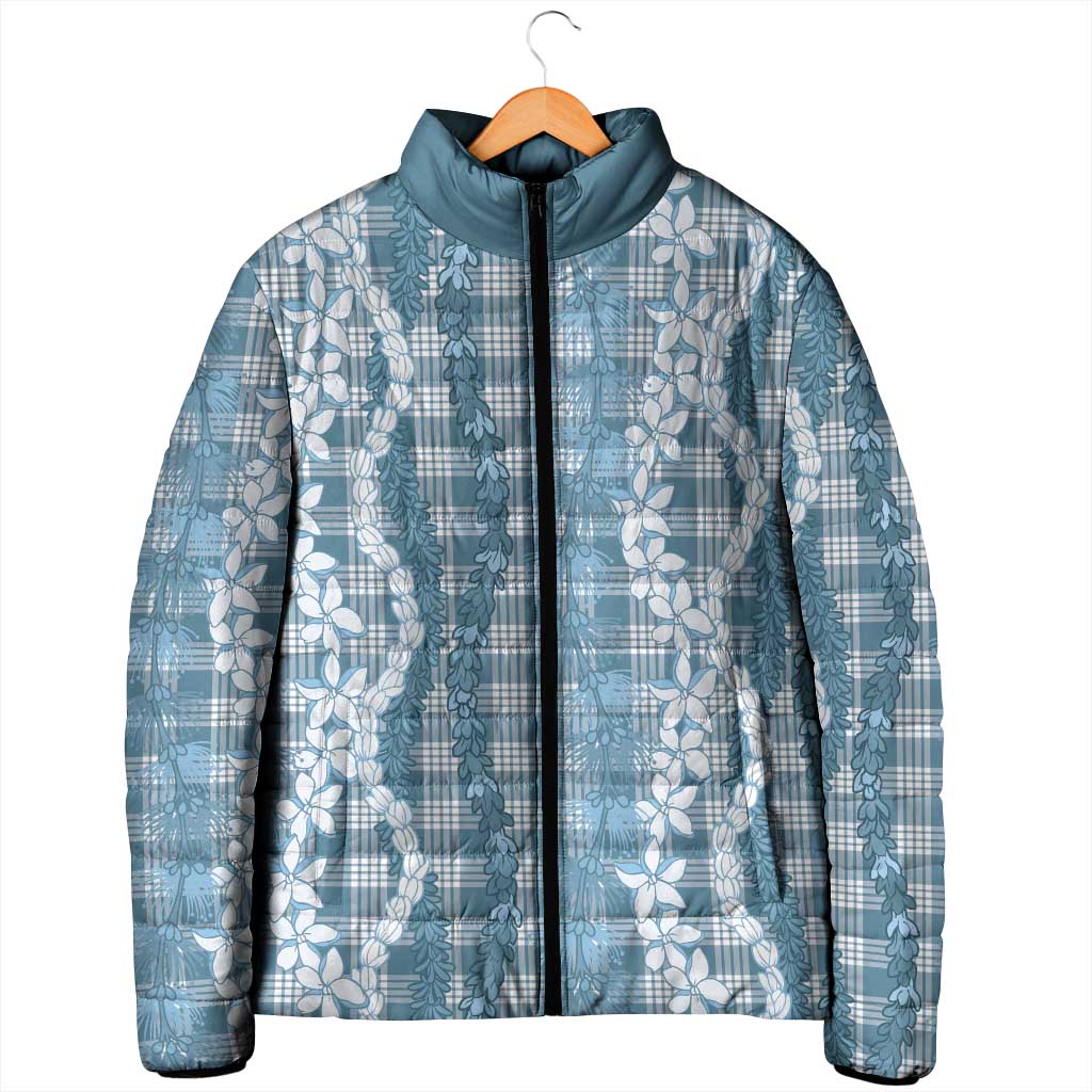 Hawaiian Ohia Lehua Lei Padded Jacket Plaid Palaka Uliuli Omaomao Pattern - Polynesian Pride