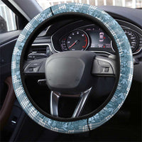 Hawaiian Ohia Lehua Lei Steering Wheel Cover Plaid Palaka Uliuli Omaomao Pattern - Polynesian Pride