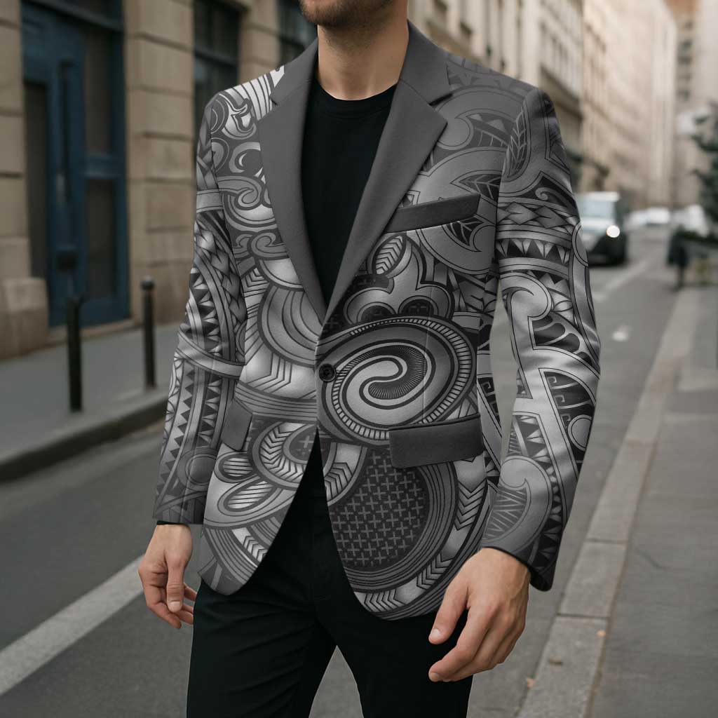 Aotearoa Maori Hei Tiki Blazer Kiwikiwi Kowhaiwhai Puhoro Motif LT9 - Polynesian Pride