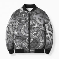 Aotearoa Maori Hei Tiki Bomber Puffer Jacket Kiwikiwi Kowhaiwhai Puhoro Motif LT9 Unisex Grey - Polynesian Pride