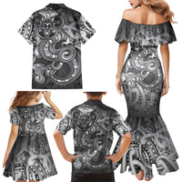 Aotearoa Maori Hei Tiki Family Matching Mermaid Dress and Hawaiian Shirt Kiwikiwi Kowhaiwhai Puhoro Motif