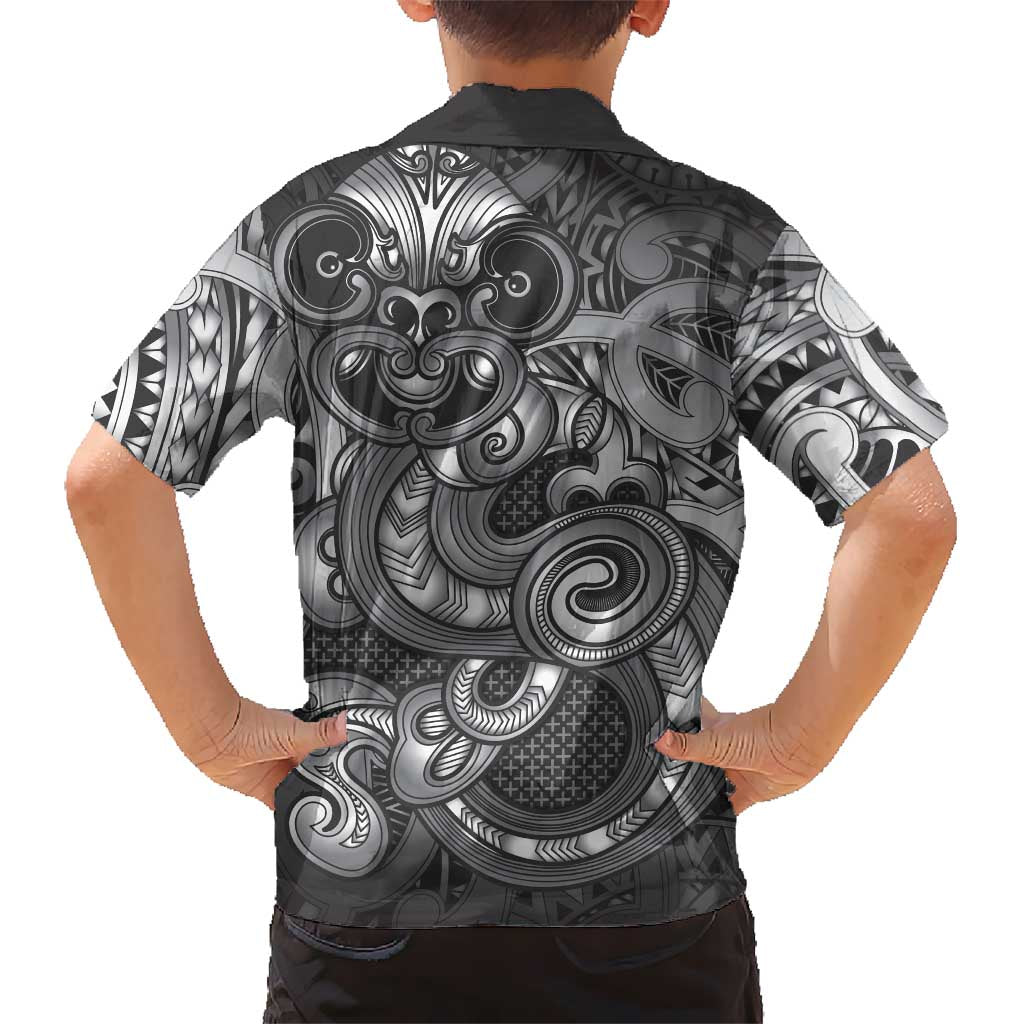Aotearoa Maori Hei Tiki Family Matching Off The Shoulder Long Sleeve Dress and Hawaiian Shirt Kiwikiwi Kowhaiwhai Puhoro Motif