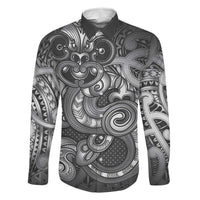 Aotearoa Maori Hei Tiki Family Matching Off The Shoulder Long Sleeve Dress and Hawaiian Shirt Kiwikiwi Kowhaiwhai Puhoro Motif