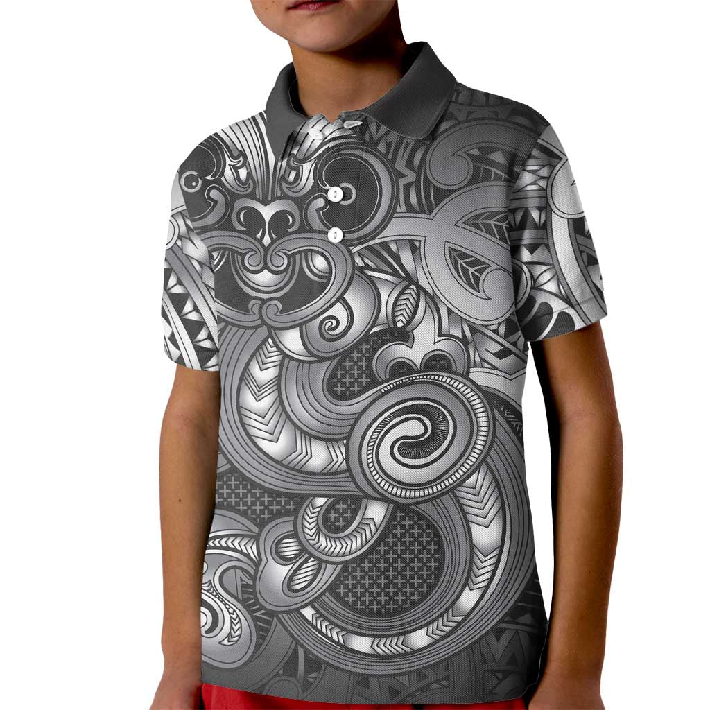 Aotearoa Maori Hei Tiki Kid Polo Shirt Kiwikiwi Kowhaiwhai Puhoro Motif