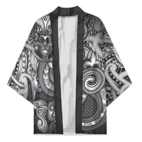 Aotearoa Maori Hei Tiki Kimono Kiwikiwi Kowhaiwhai Puhoro Motif LT9 Unisex Grey - Polynesian Pride