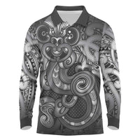 Aotearoa Maori Hei Tiki Long Sleeve Polo Shirt Kiwikiwi Kowhaiwhai Puhoro Motif