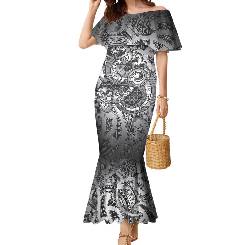 Aotearoa Maori Hei Tiki Mermaid Dress Kiwikiwi Kowhaiwhai Puhoro Motif