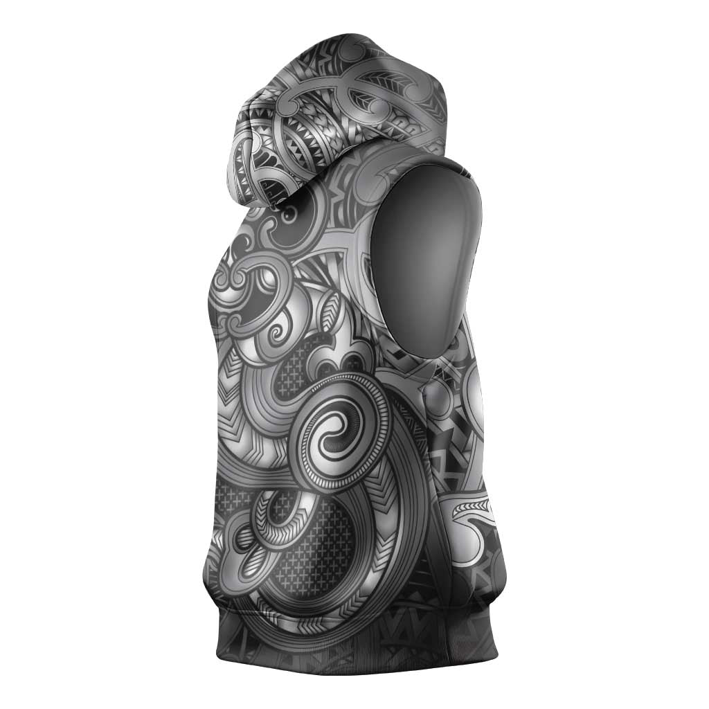 Aotearoa Maori Hei Tiki Sleeveless Hoodie Kiwikiwi Kowhaiwhai Puhoro Motif