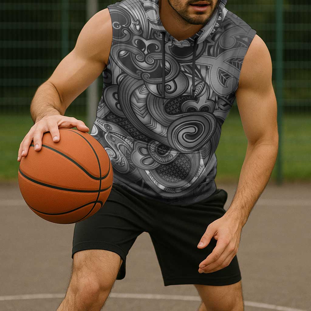 Aotearoa Maori Hei Tiki Sleeveless Hoodie Kiwikiwi Kowhaiwhai Puhoro Motif