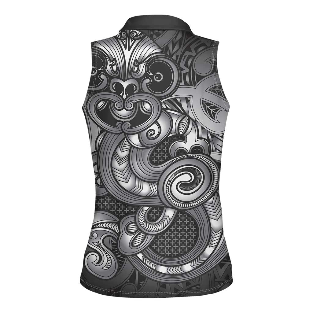 Aotearoa Maori Hei Tiki Women Sleeveless Polo Shirt Kiwikiwi Kowhaiwhai Puhoro Motif