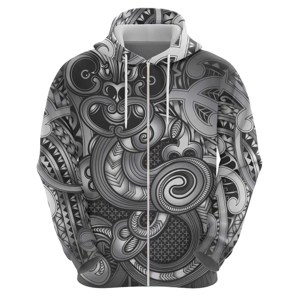 Aotearoa Maori Hei Tiki Zip Hoodie Kiwikiwi Kowhaiwhai Puhoro Motif LT9 - Polynesian Pride