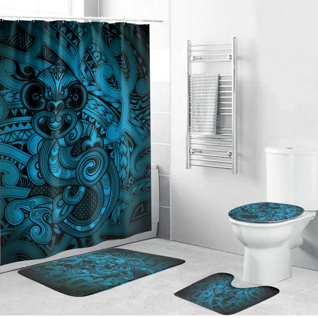 Aotearoa Maori Hei Tiki Bathroom Set Kikorangi Kowhaiwhai Puhoro Motif