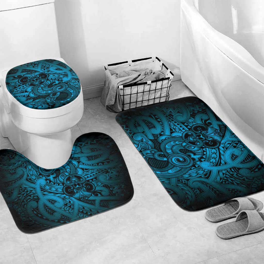 Aotearoa Maori Hei Tiki Bathroom Set Kikorangi Kowhaiwhai Puhoro Motif