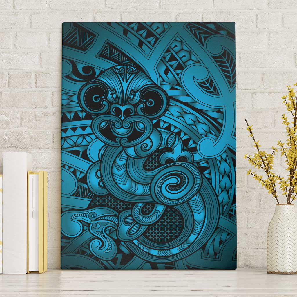 Aotearoa Maori Hei Tiki Canvas Wall Art Kikorangi Kowhaiwhai Puhoro Motif