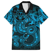 Aotearoa Maori Hei Tiki Family Matching Off Shoulder Maxi Dress and Hawaiian Shirt Kikorangi Kowhaiwhai Puhoro Motif