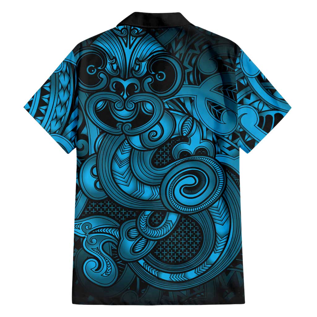 Aotearoa Maori Hei Tiki Family Matching Off Shoulder Maxi Dress and Hawaiian Shirt Kikorangi Kowhaiwhai Puhoro Motif