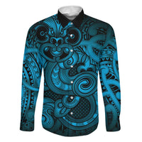 Aotearoa Maori Hei Tiki Family Matching Off Shoulder Maxi Dress and Hawaiian Shirt Kikorangi Kowhaiwhai Puhoro Motif