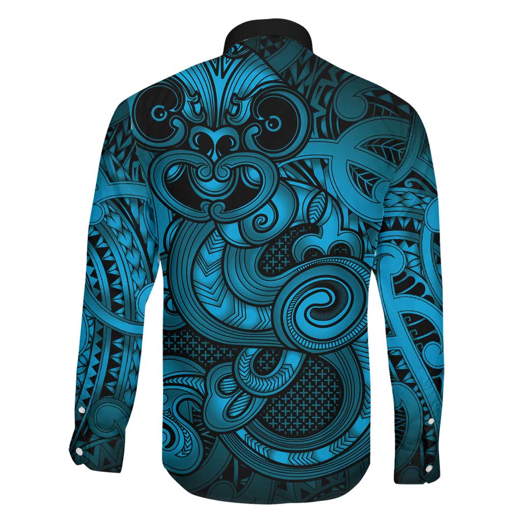 Aotearoa Maori Hei Tiki Family Matching Off Shoulder Maxi Dress and Hawaiian Shirt Kikorangi Kowhaiwhai Puhoro Motif